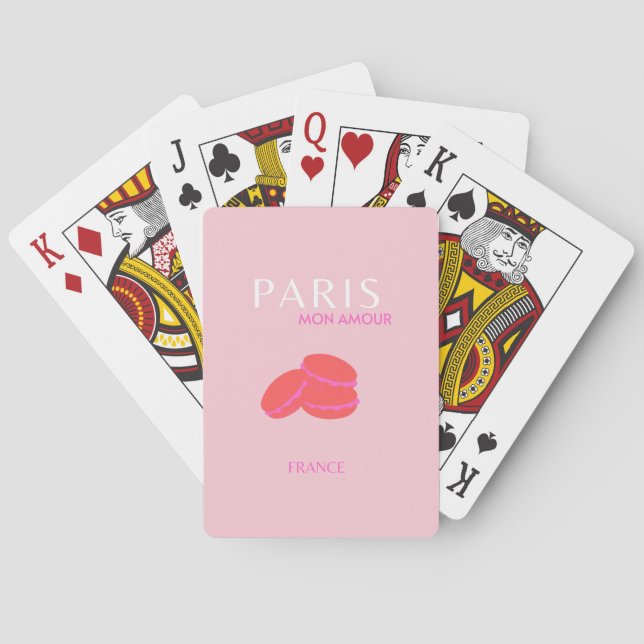 Pink Paris Travel Art Preppy Macarons  Playing Cards (Back)