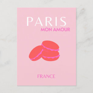 Pink Paris Travel Art Preppy Macarons  Postcard