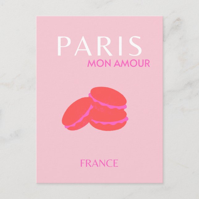 Pink Paris Travel Art Preppy Macarons  Postcard (Front)