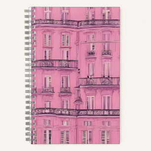 Pink Parisian Apartment Facade Pattern Elegant F Notebook