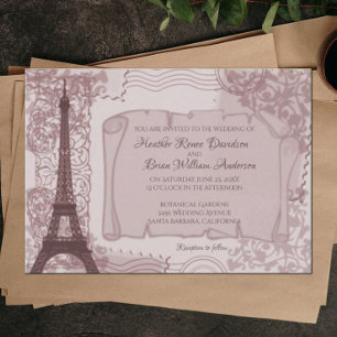 Pink Parisian Wedding Invitation
