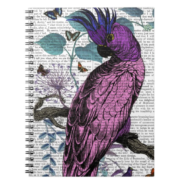 Pink Parrot Spiral Notebook (Front)