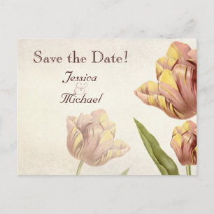 Pink Parrot Tulip Save the Date Postcard