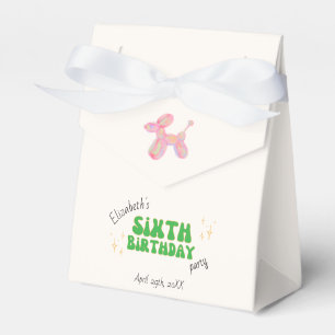 Pink Party Balloon Animal 6th Birthday Party Favour Box
