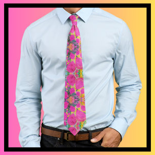 Pink Party Balloons Artwork Blue Orange Green Gold Tie