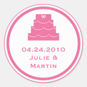 Pink party cake wedding favour tag seal label