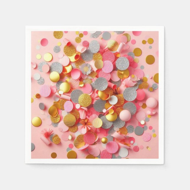 Pink party confetti! napkin (Front)