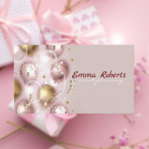 Pink Party event Balloons Modern Business card