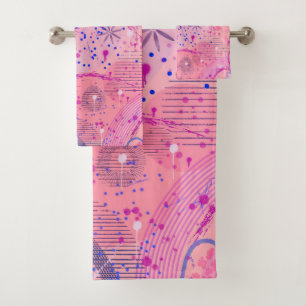 Pink Party Maximalist Art Bath Towel Set