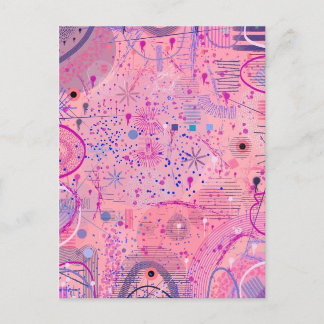 Pink Party Maximalist Art Postcard (Front)