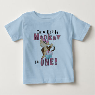 Pink Party  Monkey 1st Birthday Tshirts and Gifts
