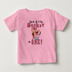Pink Party  Monkey 1st Birthday Tshirts and Gifts