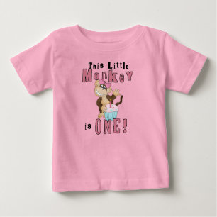 Pink Party Monkey 1st Birthday Tshirts and Gifts