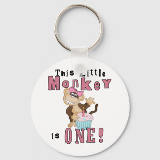 Pink Party  Monkey 1st Birthday Tshirts and Gifts Key Ring