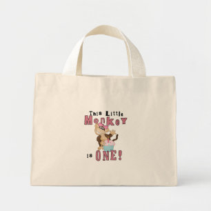 Pink Party  Monkey 1st Birthday Tshirts and Gifts Mini Tote Bag