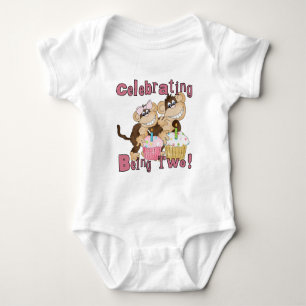 Pink Party Monkey 2nd Birthday Tshirts and Gifts