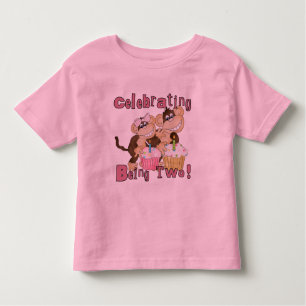 Pink Party Monkey 2nd Birthday Tshirts and Gifts