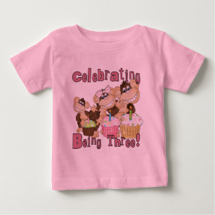 Pink Party Monkey 3rd Birthday Tshirts and Gifts