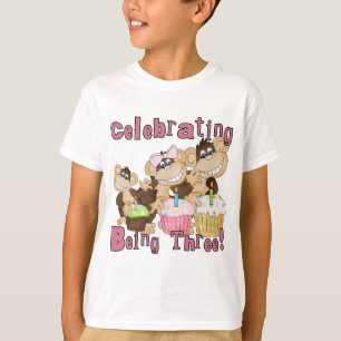 Pink Party Monkey 3rd Birthday Tshirts and Gifts