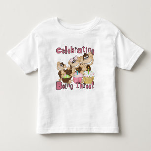 Pink Party Monkey 3rd Birthday Tshirts and Gifts