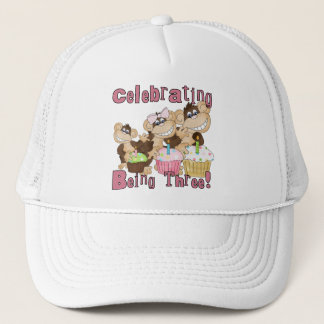 Pink Party Monkey 3rd Birthday Tshirts and Gifts Trucker Hat