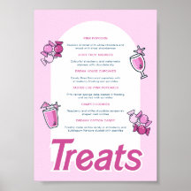Pink Party Sweet Treats Menu