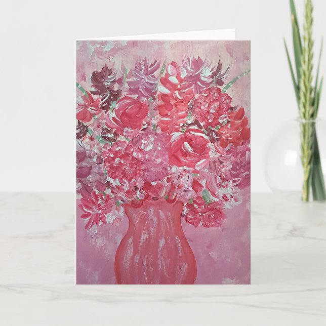 Pink Passion Floral Note Card (Front)