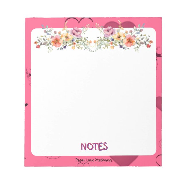 Pink Passion Heart Notepad (Front)
