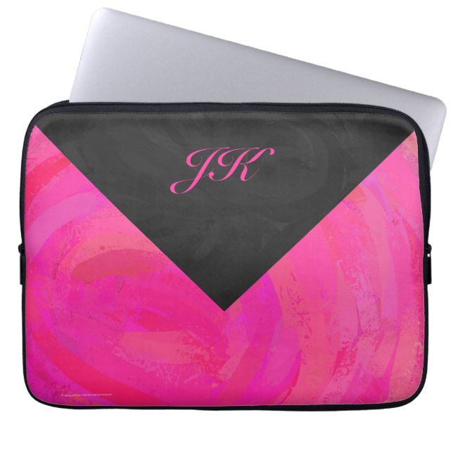Pink Passion Monogram Laptop Sleeve (Front)