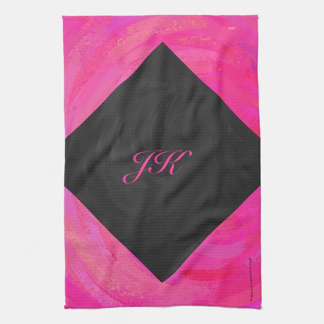 Pink Passion Monogram Tea Towel (Vertical)