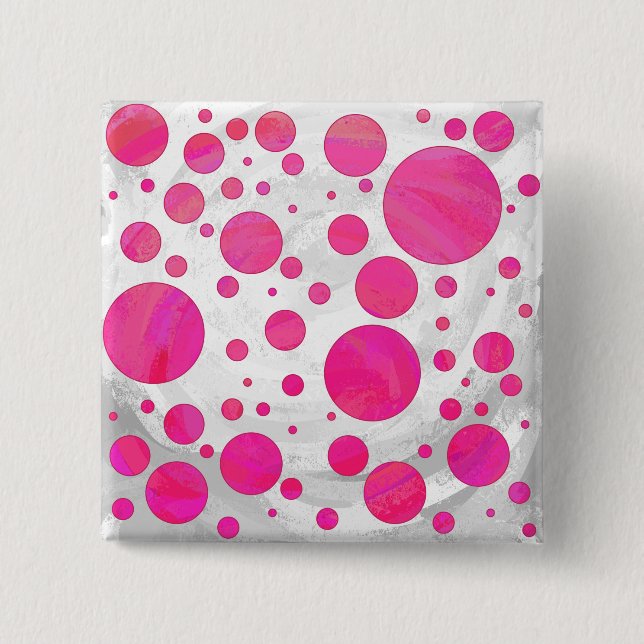 Pink Passion Polka Dot Pattern 15 Cm Square Badge (Front)