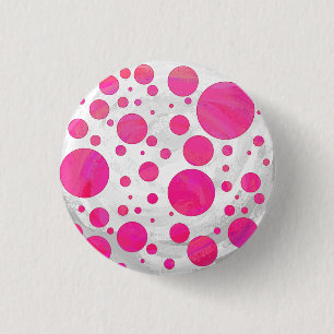 Pink Passion Polka Dot Pattern 3 Cm Round Badge