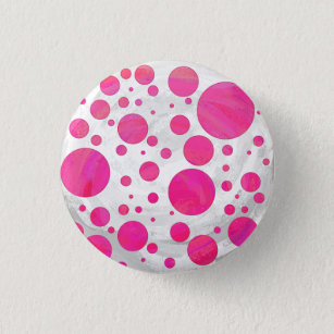 Pink Passion Polka Dot Pattern 3 Cm Round Badge