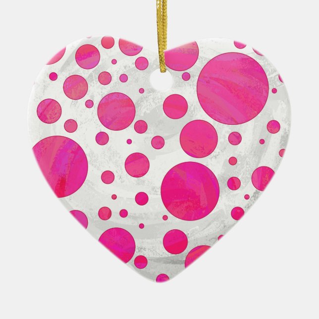 Pink Passion Polka Dot Pattern Ceramic Tree Decoration (Front)
