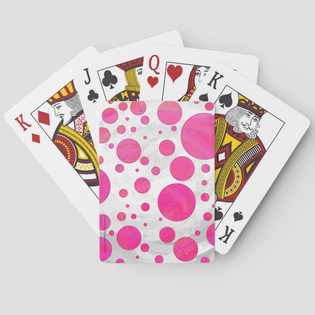 Pink Passion Polka Dot Pattern Playing Cards (Back)