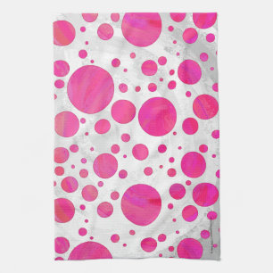 Pink Passion Polka Dot Pattern Tea Towel