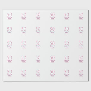 PINK PASTEL 50 birthday anniversary add name date Wrapping Paper