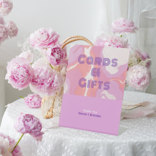 Pink Pastel Abstract Art Wedding Cards & Gifts Pedestal Sign