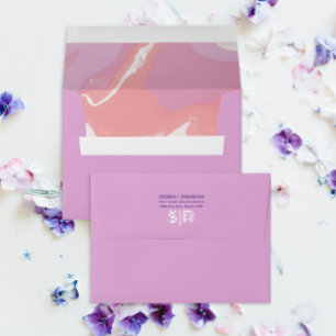 Pink Pastel Abstract Art Wedding Envelope