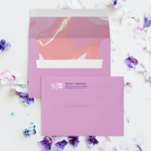 Pink Pastel Abstract Art Wedding Envelope