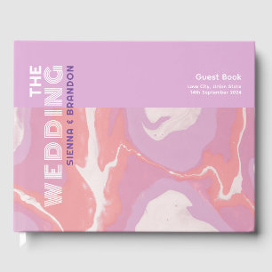 Pink Pastel Abstract Art Wedding Guest Book