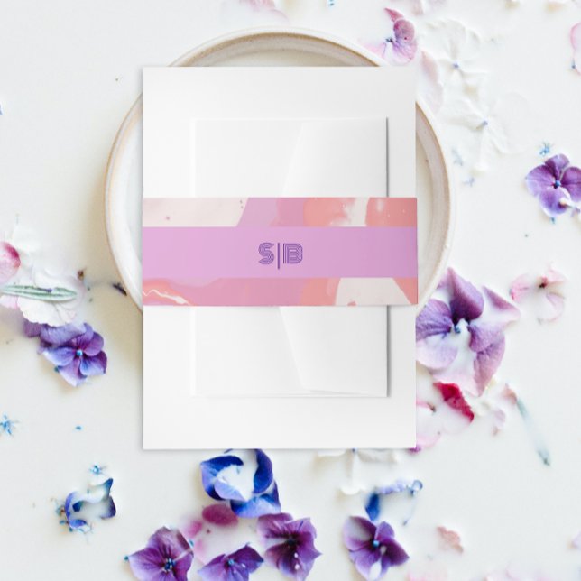 Pink Pastel Abstract Art Wedding Invitation Belly Band (Creator Uploaded)