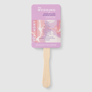 Pink Pastel Abstract Art Wedding Program Hand Fan