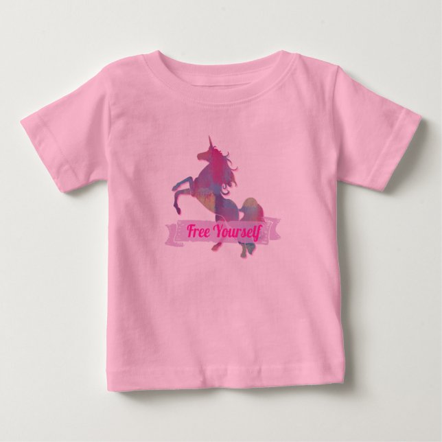 Pink Pastel Abstract Unicorn Silhouette Baby T-Shirt (Front)