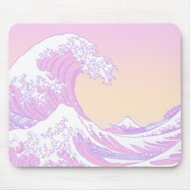 Pink Pastel Aesthetic Great Wave Mouse Pad (Front)