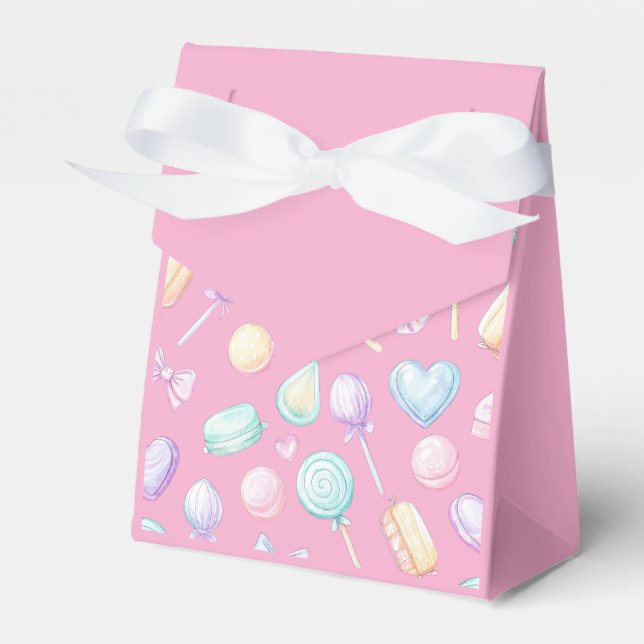 "Pink Pastel Balloon and Heart Favour Box" Box (Front Side)