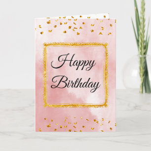 Pink Pastel Birthday Card with Gold Frame and Tins