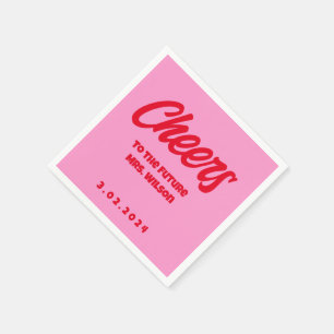 Pink Pastel Bold  Retro Bridal ShowerNapkins Napkin