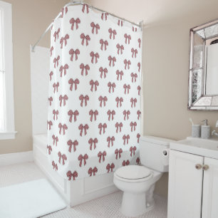 Pink Pastel Bow Feminine Elegant Spring Summer Shower Curtain