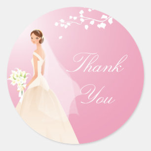 Pink Pastel Bride Bridal Shower Sticker